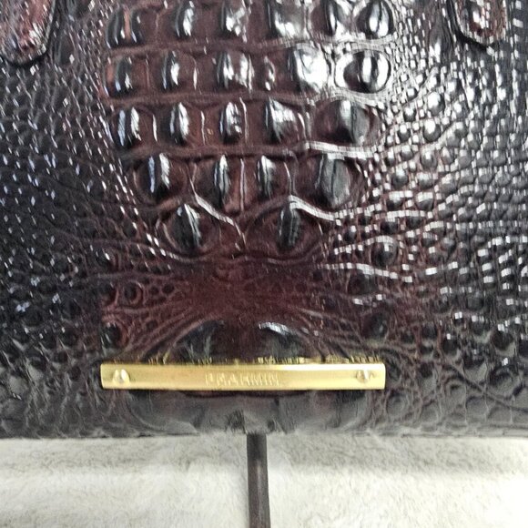 Brahmin Chocolate Croc Embossed Shoulder Bag Classic - Picture 3 of 16